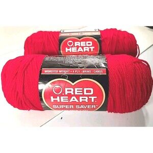 NWT Vintage Lot Of 2 Red Heart 0319 Cherry Red  4 Ply Worsened Acrylic Yarn